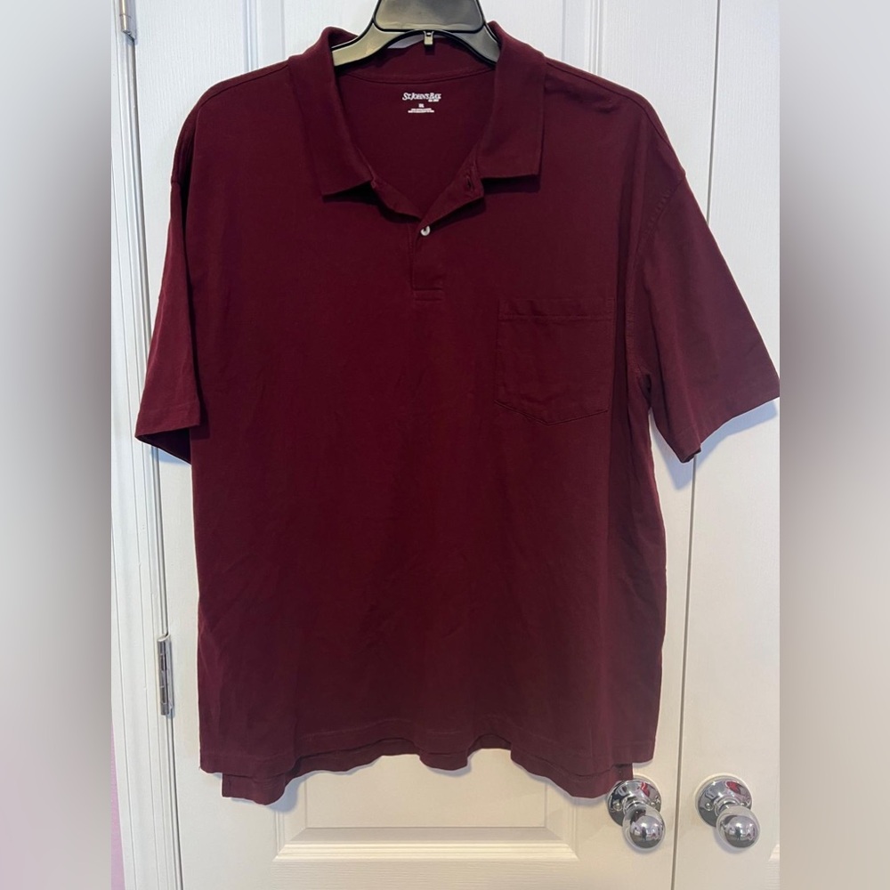 St. John Bay 
Color: Dark Wine
Size: XXL 100% cotton
